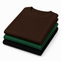Avriqo T-Shirt 3-Pack — brown, green and black regular-fit tees folded in a stack